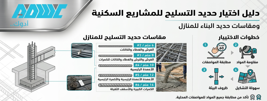 دليل اختيار حديد التسليح للمشاريع السكنية